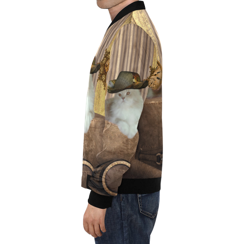 Funny steampunk cat All Over Print Bomber Jacket for Men (Model H19)