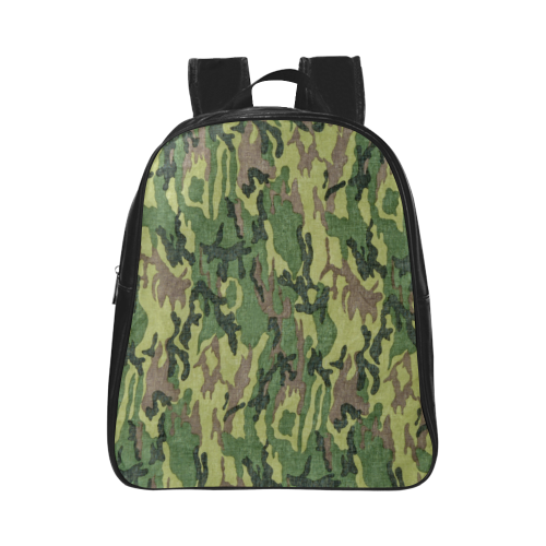 Military Camo Green Woodland Camouflage School Backpack (Model 1601)(Small)
