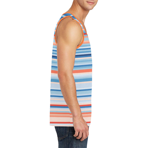blue and coral stripe 2 Men's All Over Print Tank Top (Model T57)