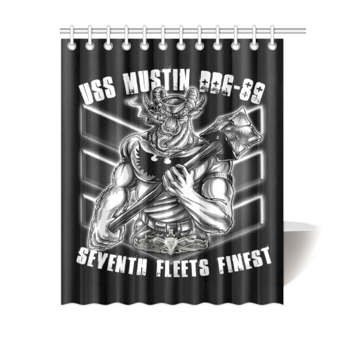 USS Mustin DDG-89 Seventh Fleets Finest Shower Curtain 60"x72"