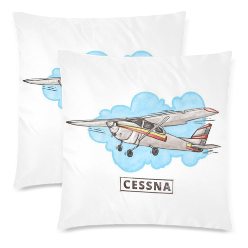 Cessna Custom Zippered Pillow Cases 18"x 18" (Twin Sides) (Set of 2)