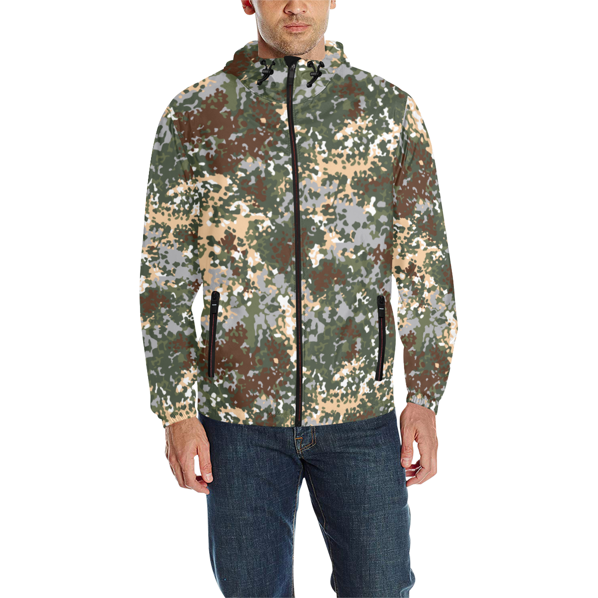 German Multitarndruck Camouflage All Over Print Quilted Windbreaker For