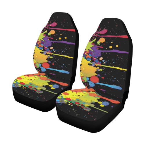 Crazy multicolored running SPLASHES Car Seat Covers (Set of 2)