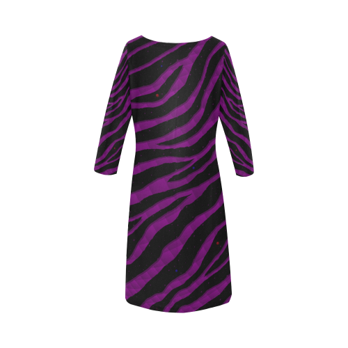 Ripped SpaceTime Stripes - Purple Round Collar Dress (D22)