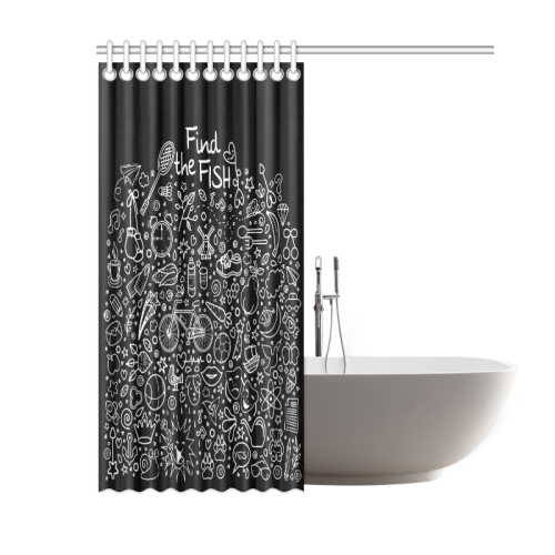 Picture Search Riddle - Find The Fish 2 Shower Curtain 60"x72"