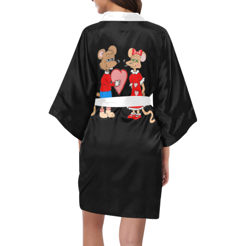 Love Mice Black/White Kimono Robe