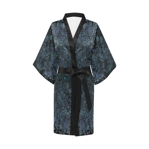 3D psychedelic ornaments blue Kimono Robe