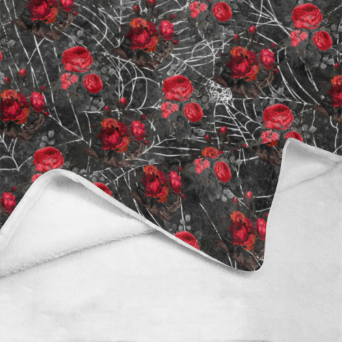Gothic Roses and Spiderweb Ultra-Soft Micro Fleece Blanket 60"x80"