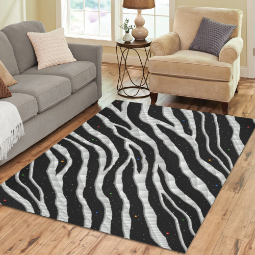 Ripped SpaceTime Stripes - White Area Rug7'x5'
