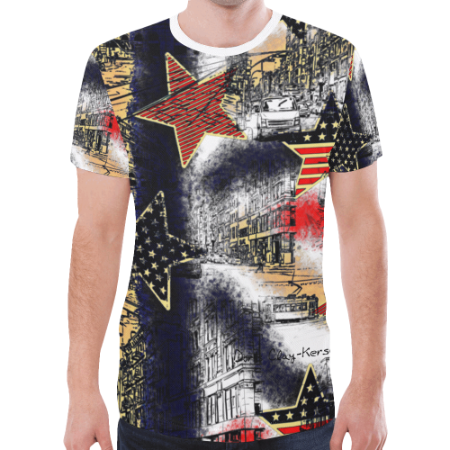American Town with Stars Design By Me by Doris Clay-Kersey New All Over Print T-shirt for Men (Model T45)