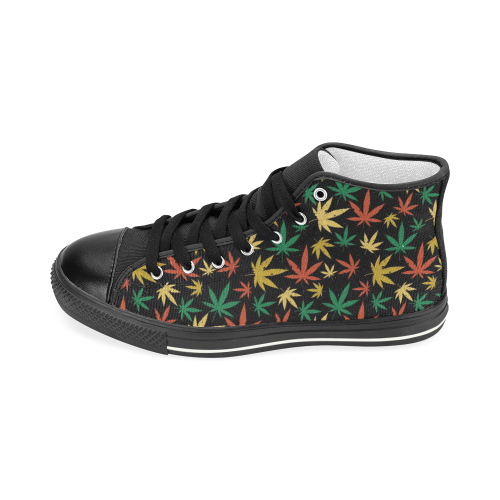Cannabis Pattern Men’s Classic High Top Canvas Shoes (Model 017)