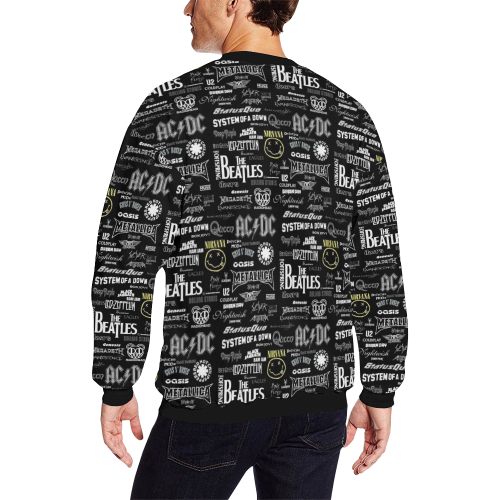 Band Logo Pattern All Over Print Crewneck Sweatshirt for Men/Large (Model H18)