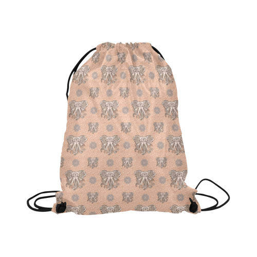 Ethnic Elephant Mandala Pattern Large Drawstring Bag Model 1604 (Twin Sides)  16.5"(W) * 19.3"(H)