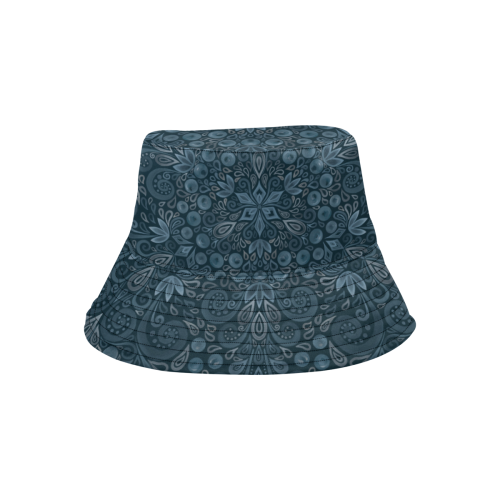 Blueberry Field, Blue, Watercolor Mandala All Over Print Bucket Hat for Men