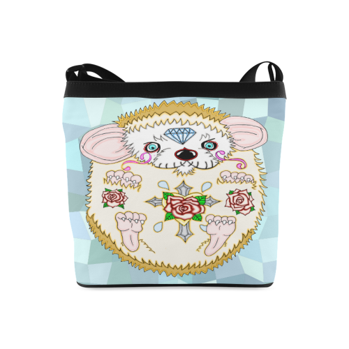 Sugar Skull Hedgehog Pastel Blue Mosaic Crossbody Bags (Model 1613)