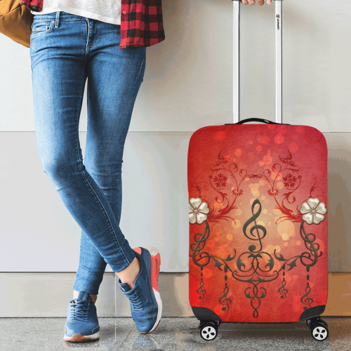 Music clef with floral design Luggage Cover/Small 18"-21"