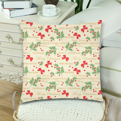 Bows Mistletoe Christmas Custom Zippered Pillow Cases 18"x 18" (Twin Sides) (Set of 2)
