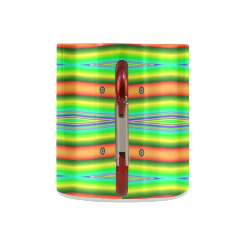 Bright Green Orange Stripes Pattern Abstract Classic Insulated Mug(10.3OZ)