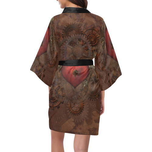 Awesome Steampunk Heart With Wings Kimono Robe