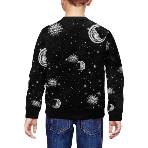 Mystic Stars, Moon and Sun All Over Print Crewneck Sweatshirt for Kids (Model H29)