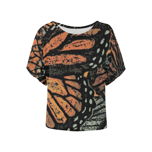 Monarch Collage Women's Batwing-Sleeved Blouse T shirt (Model T44)