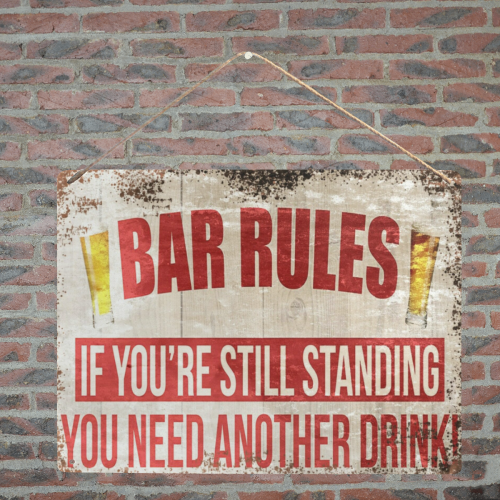 Bar-Rules Metal Tin Sign 16"x12"