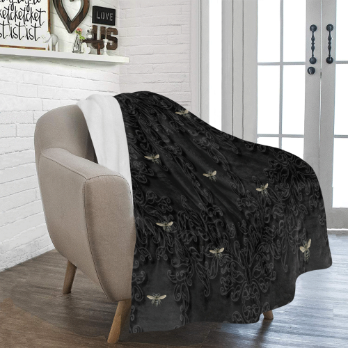 Black Lace and Bees Ultra-Soft Micro Fleece Blanket 50"x60"
