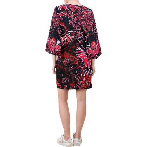 Amazing glowing flowers C by JamColors Bell Sleeve Dress (Model D52)