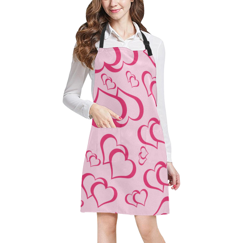 Pinky Blush Hearts Pattern All Over Print Apron