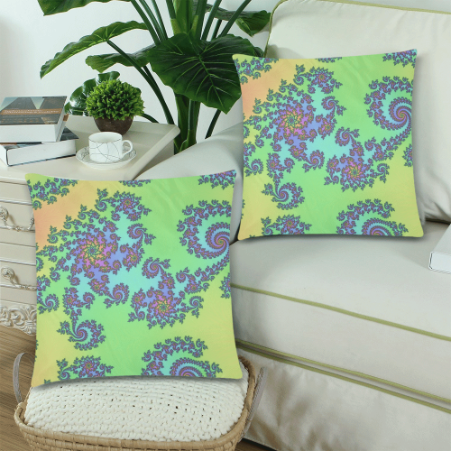 Fractal Wallpaper Custom Zippered Pillow Cases 18"x 18" (Twin Sides) (Set of 2)