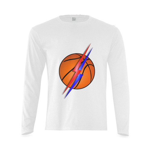 Basketball Lightning Bolt Red and Blue Sunny Men's T-shirt (long-sleeve) (Model T08)
