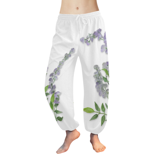 Purple tiny flower with shadow - floral watercolor Women's All Over Print Harem Pants (Model L18)