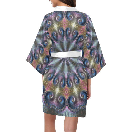 Pastel Abalone Shell Spiral Fractal Mandala 1 Kimono Robe