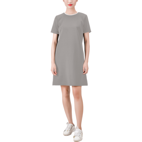 Ash Short-Sleeve Round Neck A-Line Dress (Model D47)