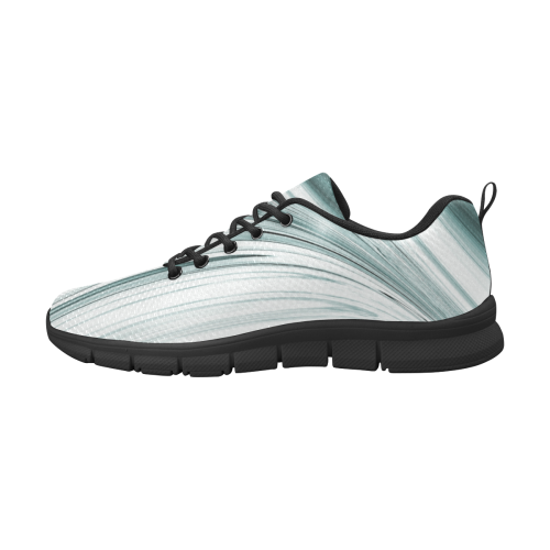 Light Gray Blue Flowing Linear Pattern Women's Breathable Running Shoes (Model 055)