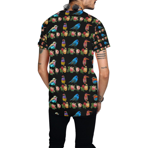 All the Birds and Roses All Over Print Baseball Jersey for Men (Model T50)