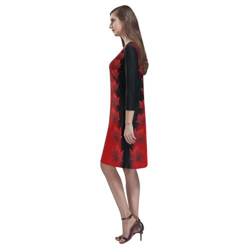 Canada Souvenir Dresses Black Rhea Loose Round Neck Dress(Model D22)