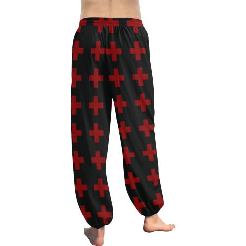 Punk Rock Style Red Crosses Pattern Design Women's All Over Print Harem Pants (Model L18)
