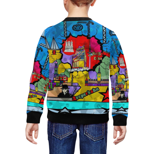 Hamburg Germany Popart by Nico Bielow All Over Print Crewneck Sweatshirt for Kids (Model H29)