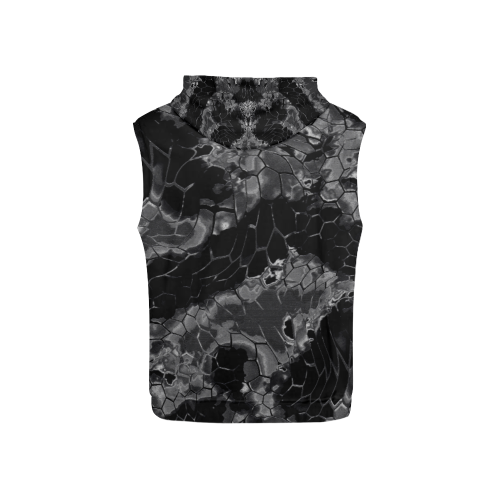 night dragon reptile scales pattern camouflage in dark gray and black All Over Print Sleeveless Hoodie for Kid (Model H15)
