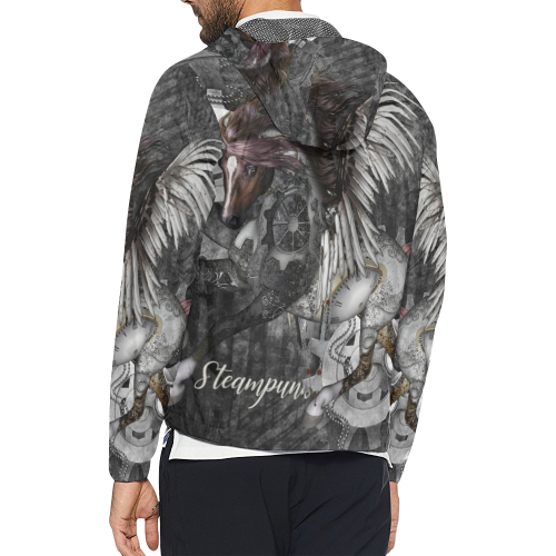 Aweswome steampunk horse with wings Unisex All Over Print Windbreaker (Model H23)