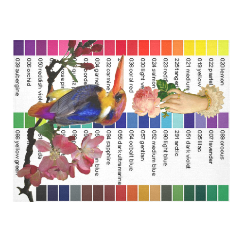 Colour Chart and Kingfisher Cotton Linen Tablecloth 52"x 70"