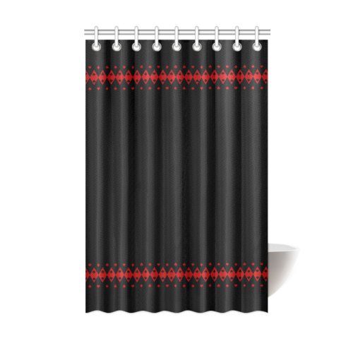 Black and Red Playing Card Shapes Shower Curtain 48"x72"
