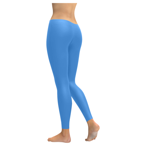 Shiny Blue Metallic Women's Low Rise Leggings (Invisible Stitch) (Model L05)