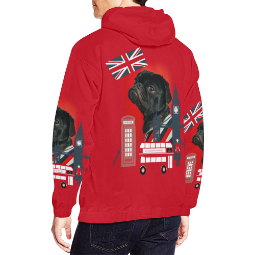 Cute Proud London Pug All Over Print Hoodie for Men/Large Size (USA Size) (Model H13)
