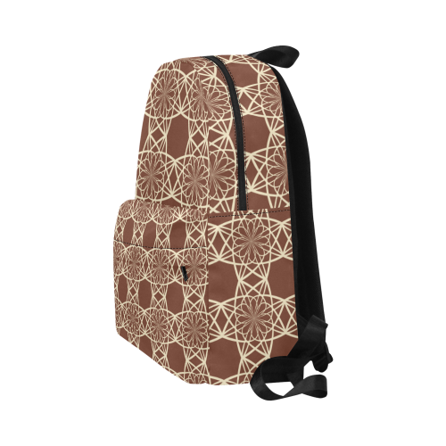 Beige and Brown Flower Pattern Unisex Classic Backpack (Model 1673)