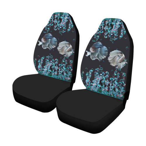Blue Siamese Fighting Fish - Water Bubbles Photo Car Seat Covers (Set of 2)