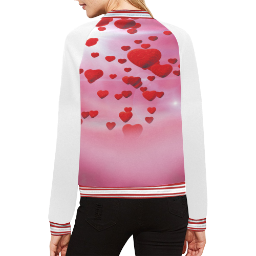 lovely romantic sky heart pattern for valentines day, mothers day, birthday, marriage All Over Print Bomber Jacket for Women (Model H21)