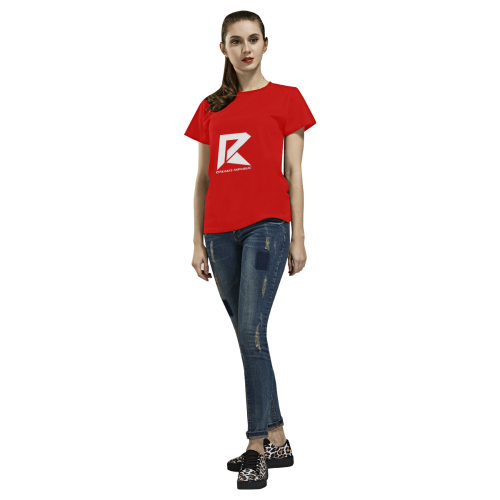 T-Shirt for Women(Red and White) All Over Print T-Shirt for Women (USA Size) (Model T40)