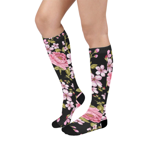 Pure Nature - Summer Of Pink Roses 1 Over-The-Calf Socks
